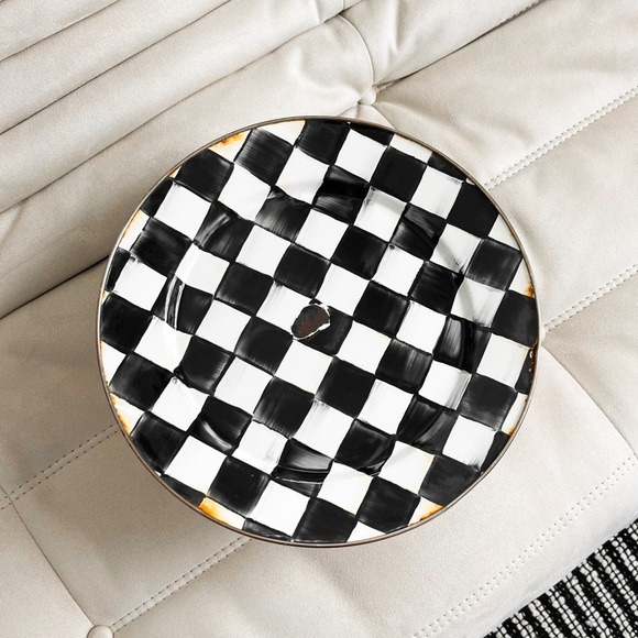 Rare Older Mackenzie-Childs Metal And Enamel Fluted Cake Stand Pedestal - Picture 3 of 10